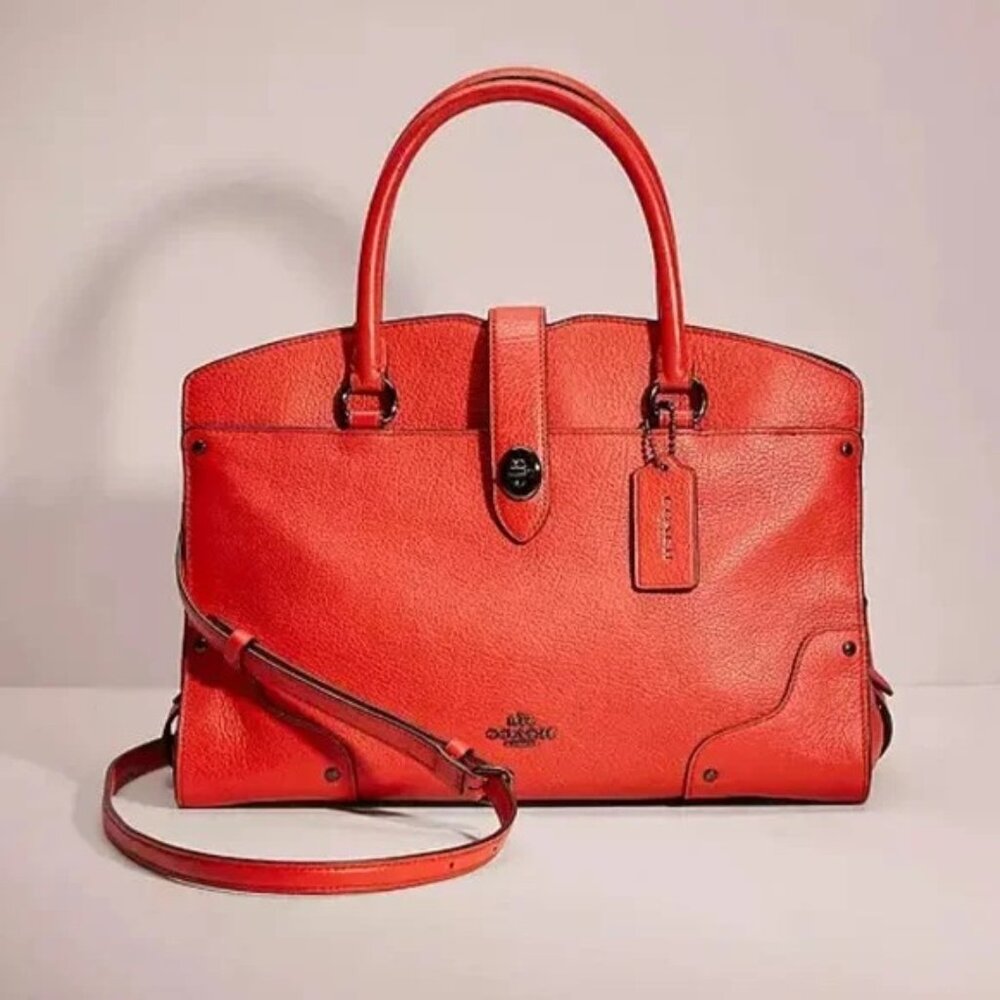 Like New Coach Mercer Red/Orange Leather Shoulder Bag